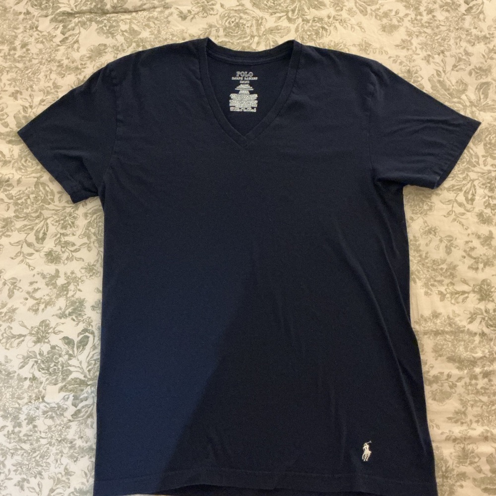 Polo by Ralph Lauren Men's Dark Blue V-Neck Tee
